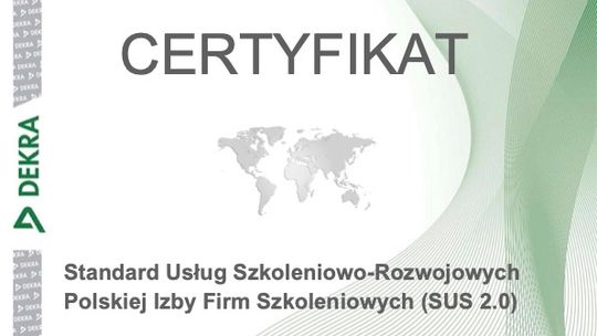 Fundacja Bona Notitia otrzymuje certyfikat Polskiej Izby Firm Szkoleniowych SUS 2.0